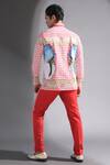 Shop_Mr. Ajay Kumar_Red Luxe Cotton Engineered Print Floral Pattern Baroque Shirt  _at_Aza_Fashions