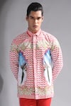 Buy_Mr. Ajay Kumar_Red Luxe Cotton Engineered Print Floral Pattern Baroque Shirt  _Online_at_Aza_Fashions