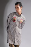 Buy_Mr. Ajay Kumar_Black Luxurious Cotton Printed Leopard Pattern Kurta  _Online_at_Aza_Fashions