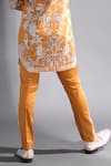 Shop_Mr. Ajay Kumar_Yellow Cotton Lycra Printed Stripe Baroque Side Trousers  _Online_at_Aza_Fashions