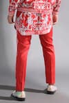 Mr. Ajay Kumar_Red Cotton Lycra Printed Stripe Baroque Side Trousers  _at_Aza_Fashions