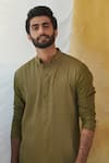 Buy_Philocaly_Green Cotton Silk Embroidery Thread Harvest Kurta _at_Aza_Fashions