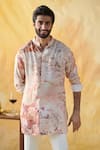 Buy_Philocaly_Multi Color Cotton Silk Printed Abstract Geru Kurta For Men_at_Aza_Fashions