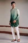 Buy_Philocaly_Green 100% Silk Tarangini Ombre Bundi Kurta Set _at_Aza_Fashions