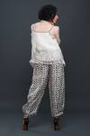 Shop_Bodhi Tree_White Silk Organza Embroidery Cami Top V-neck Jacket Band Collar And Pant Set _at_Aza_Fashions