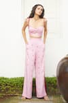Buy_Aapro_Pink Modal Bandhej Sweetheart Neck Vinca Pant Set _at_Aza_Fashions