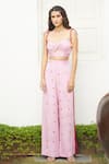 Aapro_Pink Modal Bandhej Sweetheart Neck Vinca Pant Set _Online_at_Aza_Fashions