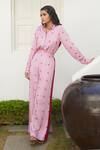 Buy_Aapro_Pink Modal Bandhej Collared Neck Camellia Shirt And Pant Set _at_Aza_Fashions