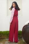 Shop_Aapro_Pink Modal Bandhej Collared Neck Camellia Shirt And Pant Set _at_Aza_Fashions