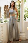 Buy_Aapro_Grey Modal Bandhej Square Neck Jasmine Pant Set _at_Aza_Fashions