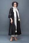 Buy_Bodhi Tree_Black Cotton Chanderi Embroidery V Neck Anarkali Set _Online_at_Aza_Fashions