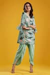 Aayushi Maniar_Blue Dola Silk Printed Kurta And Dhoti Pant Set_Online_at_Aza_Fashions