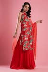 Aayushi Maniar_Red Organza, Crepe , Dola Printed Kurta Set _Online_at_Aza_Fashions