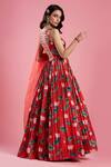 Shop_Aayushi Maniar_Red Organza, Dola Silk Printed Anarkali With Dupatta_at_Aza_Fashions