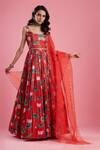 Aayushi Maniar_Red Organza, Dola Silk Printed Anarkali With Dupatta_Online_at_Aza_Fashions