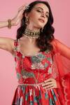 Shop_Aayushi Maniar_Red Organza, Dola Silk Printed Anarkali With Dupatta_Online_at_Aza_Fashions
