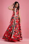 Aayushi Maniar_Red Dola Silk Printed Kurta And Palazzo Set _Online_at_Aza_Fashions