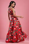 Shop_Aayushi Maniar_Red Dola Silk Printed Kurta And Palazzo Set _at_Aza_Fashions