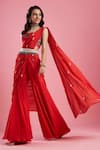 Buy_Aayushi Maniar_Red Dola Silk Printed And Draped Gharara Saree _at_Aza_Fashions