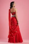 Shop_Aayushi Maniar_Red Dola Silk Printed And Draped Gharara Saree _at_Aza_Fashions