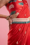 Shop_Aayushi Maniar_Red Dola Silk Printed And Draped Gharara Saree _Online_at_Aza_Fashions