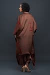 Shop_Bodhi Tree_Brown Viscose Cotton Printed Top V-neck Jacket And Dhoti Pant Set _at_Aza_Fashions