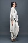 Bodhi Tree_White Viscose Cotton Top V-neck Jacket Open Printed And Dhoti Pant Set _Online_at_Aza_Fashions