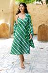 Shop_Aapro_Green Hong Kaftan Jacket And Dress Set _at_Aza_Fashions