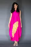 Buy_Taika by Poonam Bhagat_Pink Dupion Silk Round Embroidered Dress _at_Aza_Fashions