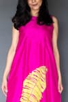 Taika by Poonam Bhagat_Pink Dupion Silk Round Embroidered Dress _Online_at_Aza_Fashions