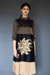 Buy_Taika By Poonam Bhagat_Multi Color Chanderi High Neck Embroidered Dress _at_Aza_Fashions