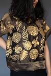 Shop_Taika by Poonam Bhagat_Brown Chanderi Tissue Round Embroidered Top  _at_Aza_Fashions