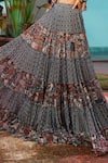 Diyarajvvir_Multi Color Georgette, Cotton Silk Tile Print Sweetheart Neck Tiered Skirt Set _Online_at_Aza_Fashions