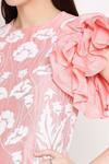 Neha Gursahani_Pink Chanderi Round Embroidered Dress With Ruffle Sleeves _at_Aza_Fashions