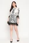 Neha Gursahani_White Organza Round Embroidered Feather Dress _Online_at_Aza_Fashions