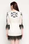 Shop_Neha Gursahani_White Organza Round Embroidered Feather Dress _at_Aza_Fashions