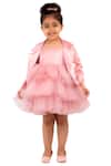 Buy_Neha Gursahani_Pink Satin, Net Layered Dress And Jacket Set _at_Aza_Fashions