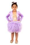 Buy_Neha Gursahani_Purple Satin, Net, Lycra Embroidery, Fringe Jacket And Layered Skirt Set _at_Aza_Fashions