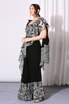 Buy_Neha Gursahani_Black Organza Embroidery Square Neck Ruffle Saree With Blouse _Online_at_Aza_Fashions