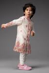 Neha Gursahani_White Silk, Satin, Chiffon Embroidery Raw Sherwani Set _Online_at_Aza_Fashions