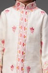 Buy_Neha Gursahani_White Silk, Satin, Chiffon Embroidery Raw Sherwani Set _Online_at_Aza_Fashions