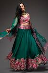 Buy_Neha Gursahani_Green Lehenga And Blouse Organza Dupatta Net Embroidered Floral Bridal Set _at_Aza_Fashions