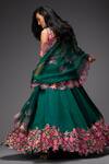 Shop_Neha Gursahani_Green Lehenga And Blouse Organza Dupatta Net Embroidered Floral Bridal Set _at_Aza_Fashions