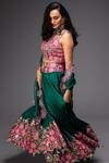 Neha Gursahani_Green Lehenga And Blouse Organza Dupatta Net Embroidered Floral Bridal Set _Online_at_Aza_Fashions