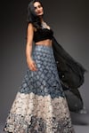 Neha Gursahani_Black Lehenga And Dupatta Organza Blouse Chiffon Embroidered Floral Bridal Set _Online_at_Aza_Fashions