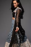 Buy_Neha Gursahani_Black Lehenga And Dupatta Organza Blouse Chiffon Embroidered Floral Bridal Set _Online_at_Aza_Fashions