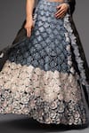 Shop_Neha Gursahani_Black Lehenga And Dupatta Organza Blouse Chiffon Embroidered Floral Bridal Set _Online_at_Aza_Fashions