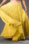 Neha Gursahani_Yellow Chanderi Floral Halter Embroidered Blouse And Crinkled Lehenga Set _Online_at_Aza_Fashions