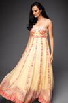Shop Neha Gursahani Yellow Organza Floral Bandeau Embroidered Corset Dress at Aza Fashions Shop_Neha Gursahani_Yellow Organza Floral Bandeau Embroidered Corset Dress _at_Aza_Fashions