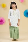 Banana Bee_White Printed Kurta And Sharara Set For Girls_Online_at_Aza_Fashions
